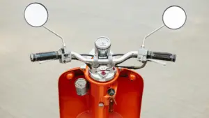 A red moped. 